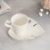Tea couple ceramic "White Monster", a mug of 100 ml, a saucer 15x14 cm, white color