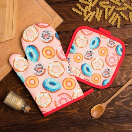 Kitchen set of the share "Donuts", a severity 17*17 cm, mittens 26*16 cm, 100% p/e