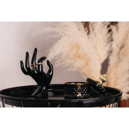 Casket Glass "Rombs and Dome" Black with gold 11x8.5x8.5 cm-3
