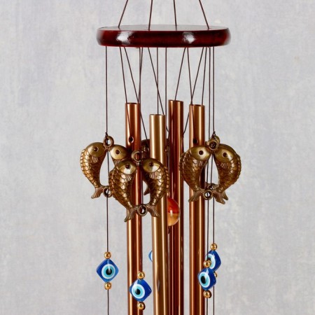 Wind music metal, carp tree 4 tubes 5 bells 62x9.5 cm-1