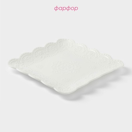 Plate porcelain square share "Susan", 26.5 × 26.5 cm, white color-1