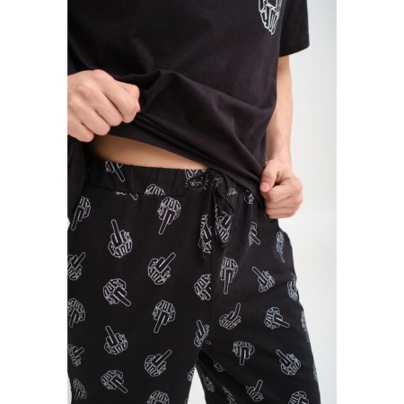 Pajama men's kaftan "f*ck you" R.50, black-5