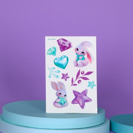 Gift set for the girl "Bunny", bag, gum set, notebook, tattoo-4