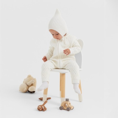 Knitted Knitted Children's Minaku, white color, height 62-68 cm-5