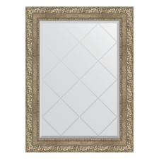 Mirror with engraving in the baguette frame, vignette antique silver 85 mm, 65x87 cm