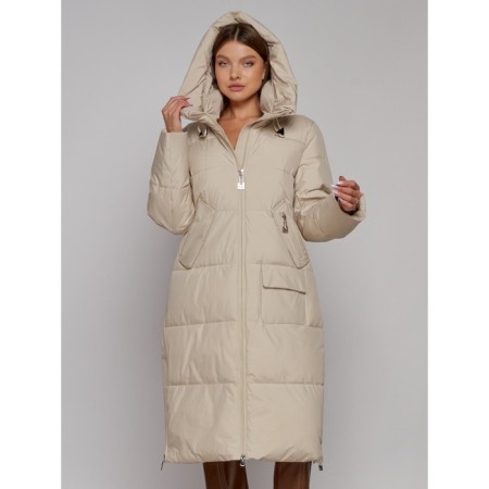 Coat insulated winter female, size 42, beige color-6