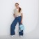 Women's backpack of artificial leather with lightning, 1 pocket, blue color