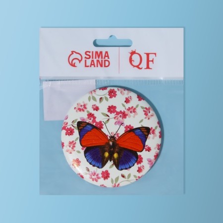 Mirror "Butterflies", D 7.5 cm, artificial leather, Mix drawing-5
