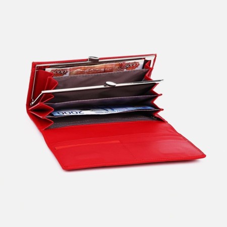 Women's wallet on magnets, red color-2