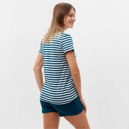 Women's set (T -shirt/shorts), emerald strip color, size 52-2