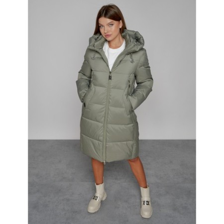Coat insulated winter female, size 42, green color-8