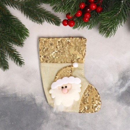 Soft suspension "sock - Santa Claus" sequin 12x17 cm, gold-1