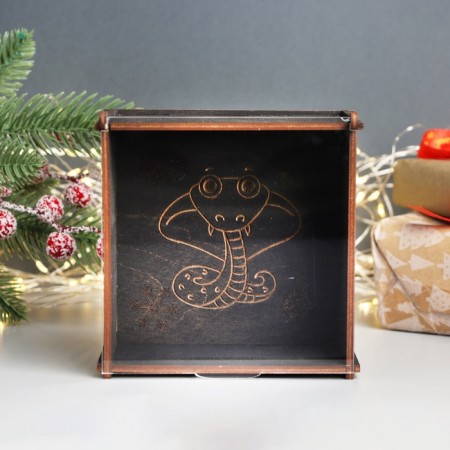 New Year's box "Cobra and snowflakes" 6x12x12 cm-1