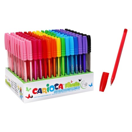 Ballpoint handle "Carioca" "Fiorella", 1.0 mm node, super soft letter, neon case, mix-1