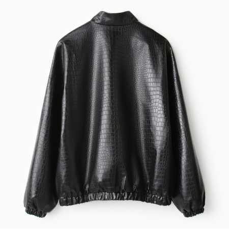 Bombber (jacket) Women's minku: Eco leather Black color, river 44-12
