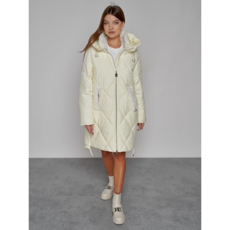 Coat insulated winter female, size 50, color light yellow-9