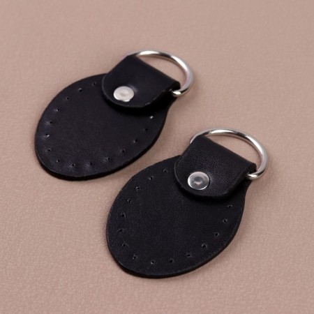 The loop is sewn for a bag, with a half -ring, pair, 8 × 4.5 cm, black/silver color-1