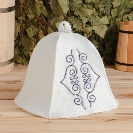 Bath cap with embroidery "Asian patterns" dark blue pattern