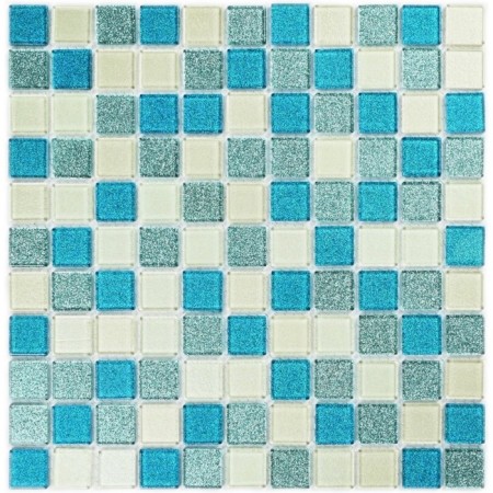 Glass mosaic Bonaparte, Shine Blue 300x300x4 mm