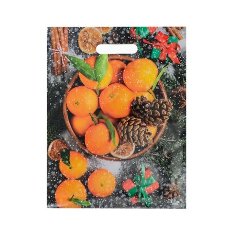 Package "Mandarins", polyethylene with a cut pen, L 40 x 31 cm, 60 μm set 10 pieces