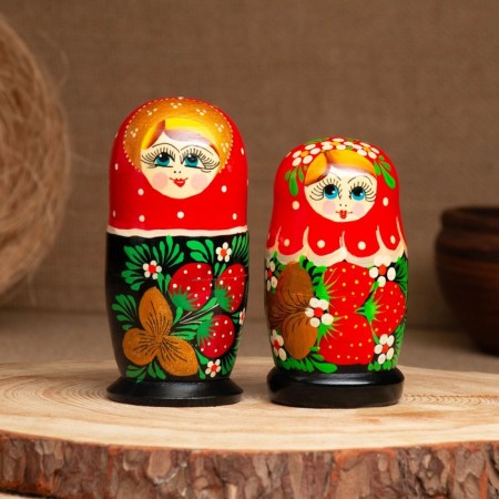 Matryoshka "Strawberry", red scarf, 3 puppet, 10-12 cm-8