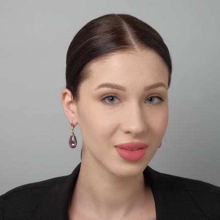 Earrings with “Illusion” rhinestones, a drop is large, the color is white-bonzine in gold-2