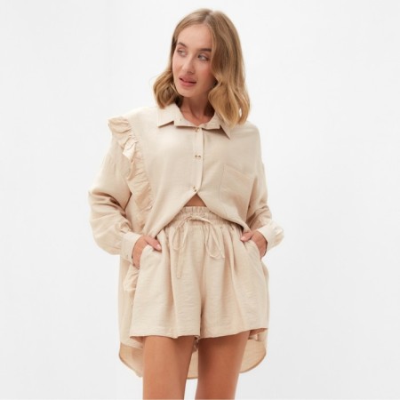 Women's costume (blouse, shorts) minku: casual collection beige color, pr 42