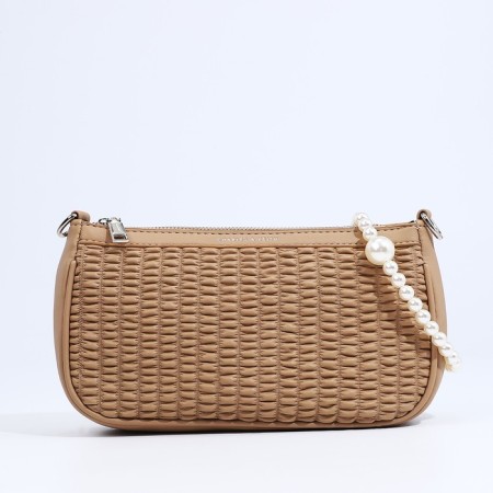 Baget Baget with zipper, long belt, beige color-1