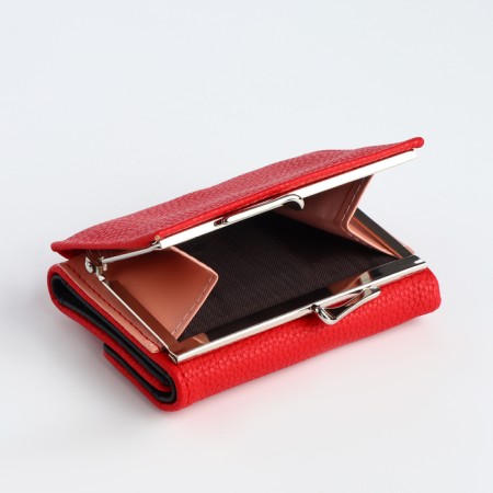 Women's wallet on the button, red color-2