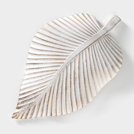 Fruit dish "leaf", 35.5 × 20 × 5 cm, gold color with white-3