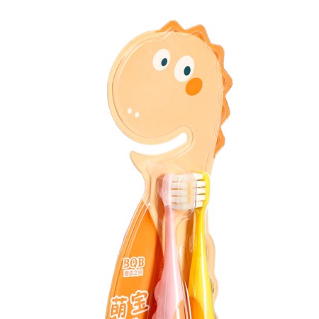 A set of children's toothbrushes dinosaurus, pink and yellow-2