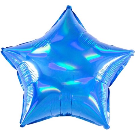 Foil ball 18 "Parvarian shine", star, holography, blue color
