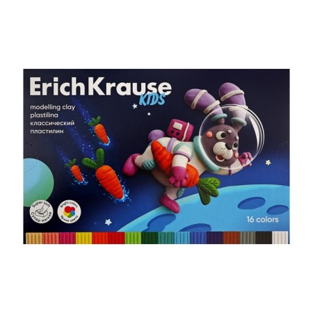Plasticine 16 colors, 216 g, Erichkrause "Kids Space Animals", with a glass, in cardboard packaging-1