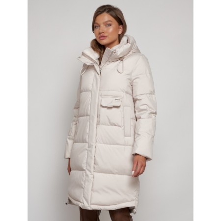 Coat insulated winter female, size 50, beige color-18