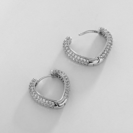 Earrings with rhinestones Xuping Sparks, white color in silver-1