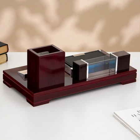 Set of table office 5B1 with a clock, red tree-2
