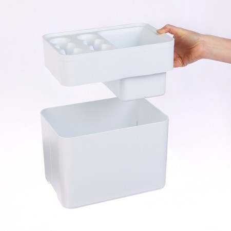 Loader for umbrellas, plastic, 6 round, 4 square departments, 18 × 18 × 26.5 cm, white-6