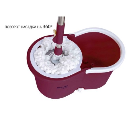 Pioneer 7103S cleaning set: mop, bucket, microfiber nozzle, 2 pcs, 6 l, red color-5