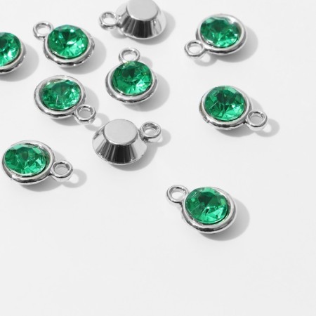 Circle-suspension "Circle" 1.6 × 1.2 × 0.8 cm, (set 10 pcs.), Green color in silver