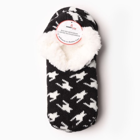 Women's socks with fur inside "Goose foot", black color, rr 36-40-2