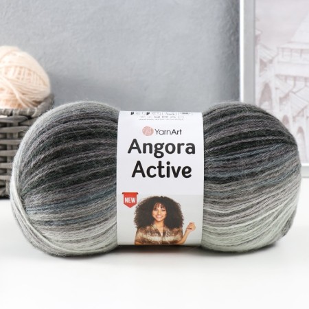 Yarn "Angora Active" 20% wool, 80% acrylic 500m/100g (840 black-gray-mir wave)