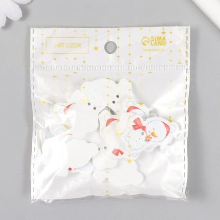 A set of buttons for creativity wood "Snowman with a gift" set of 15 pcs 3.5x2.5 cm-4