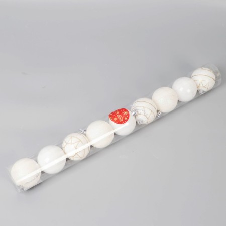Set of balls plastic D-6 cm, 9 pcs "Galaxy" white-1