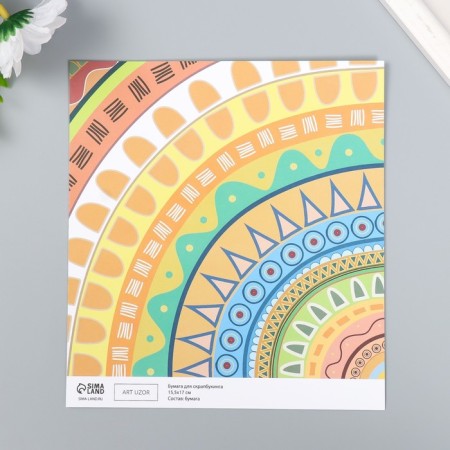 Scrapbooking paper bilateral "ethnic" density 180 g 15.5x17 cm-2