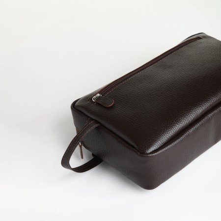 Lightning cosmetic bag, Textura, 2 external pockets, brown color-5