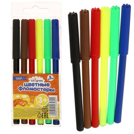 Flomasters 6 colors, ventilated cap