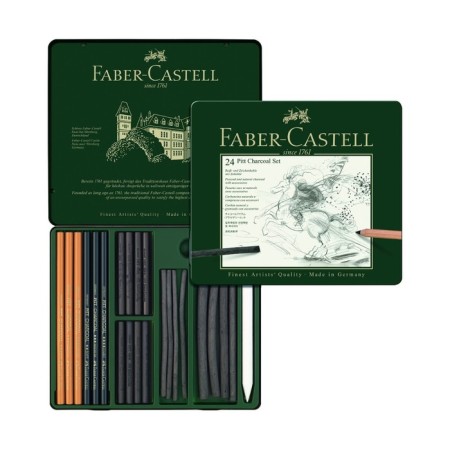 Coal, Mix Set for Faber-Castell Pit® Monochrome Charcoal graphics, 24 pieces-1