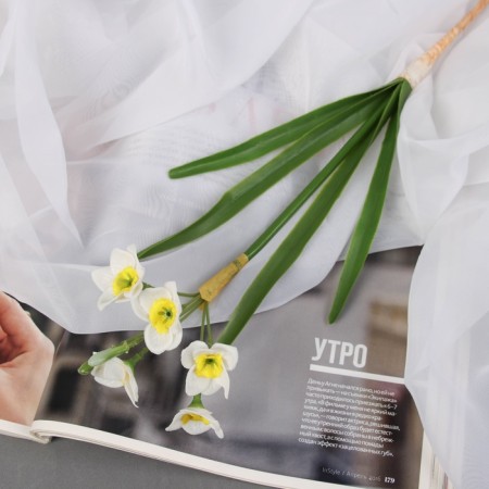 Artificial flowers "Narcissus Lux" Diam.usvetka-3.5cm, 38 cm, white-yellow