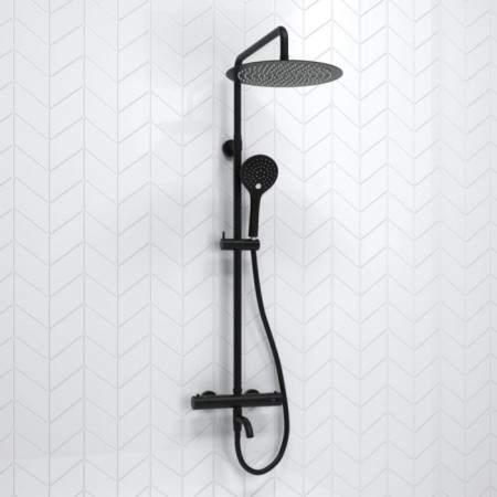 The shower system wasserkraft a288.160.078.bm Thermo, tropical shower, thermostat, black-1