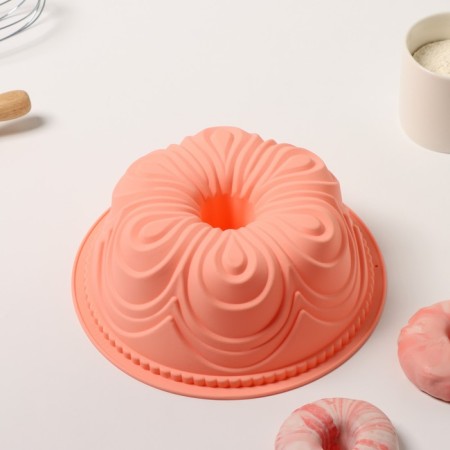 The form for baking the share "German cupcake. Celebration ", silicone, 22.5 × 8 cm, inner diameter 20cm, peach color